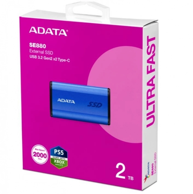Kék külső SSD meghajtó 2TB USB 3.2 Gen 2x2