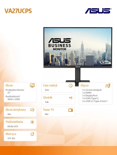 Monitor ASUS 27 VA27UCPS 4K UHD