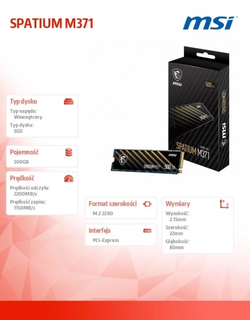 Ssd msi spatium 500gb m.2 pcie3