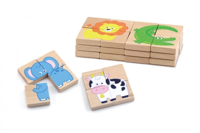 Fa mágneses puzzle állatos képekkel