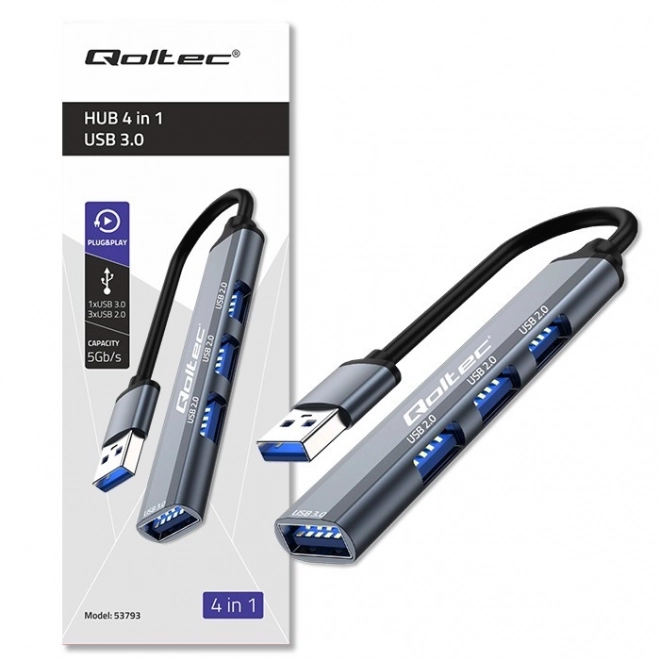 Qoltec USB 3.0 hub 4 az 1-ben