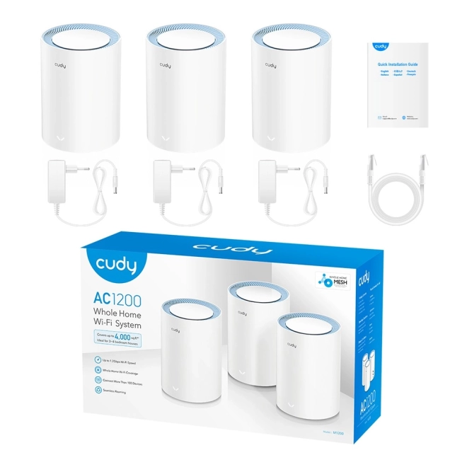 Wifi Mesh rendszer M1200 (3 darabos) AC1200