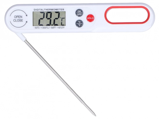 Konyhai LCD tűs húshőmérő és borhőmérő összecsukható