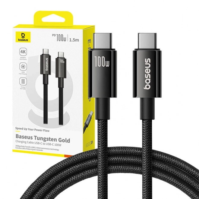 Baseus USB-C - USB-C töltőkábel Tungsten Gold 100W 1,5m fekete