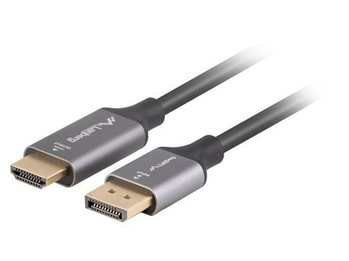 DisplayPort - HDMI kábel, fekete-ezüst, 4K, 1,8 m