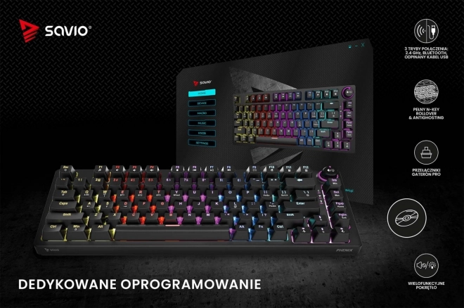 Vezeték nélküli mechanikus billentyűzet Phenix Gateron Red