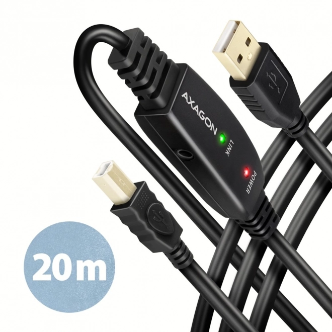 Axagon USB 2.0 aktív kábel és jelerősítő 20m