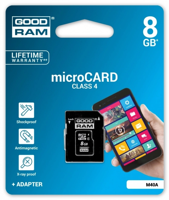 8 GB MicroSD kártya Class 4 adapterrel