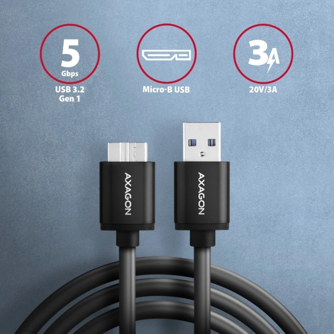 Prémium Micro-B USB és USB-A kábel 1m, 3A