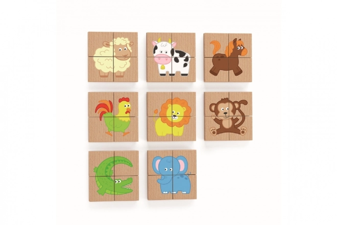 Fa mágneses puzzle állatos képekkel