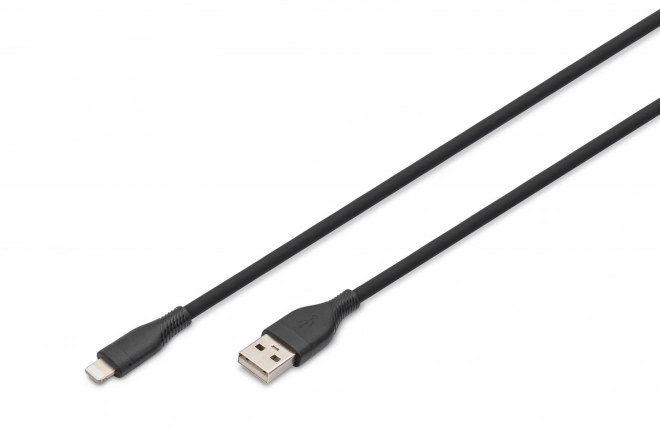 Sokkal tartósabb szilikon USB-A - Lightning töltőkábel, 1 m, fekete