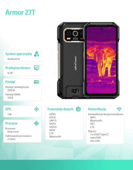 Okostelefon ARMOR 27T 5G 12/256GB IP69K termovízió fekete