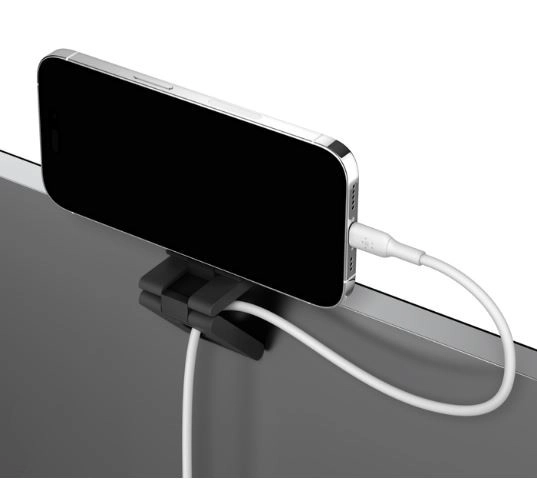 Fekete iPhone mágneses tartó monitorhoz