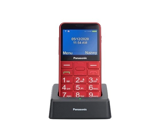 Telefon időseknek piros színben