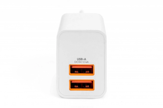 Fehér USB hálózati töltő 2x USB-A 15,5W