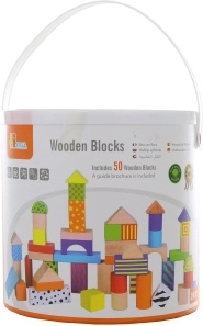 Fa építőkockák vödörben – 50 darab