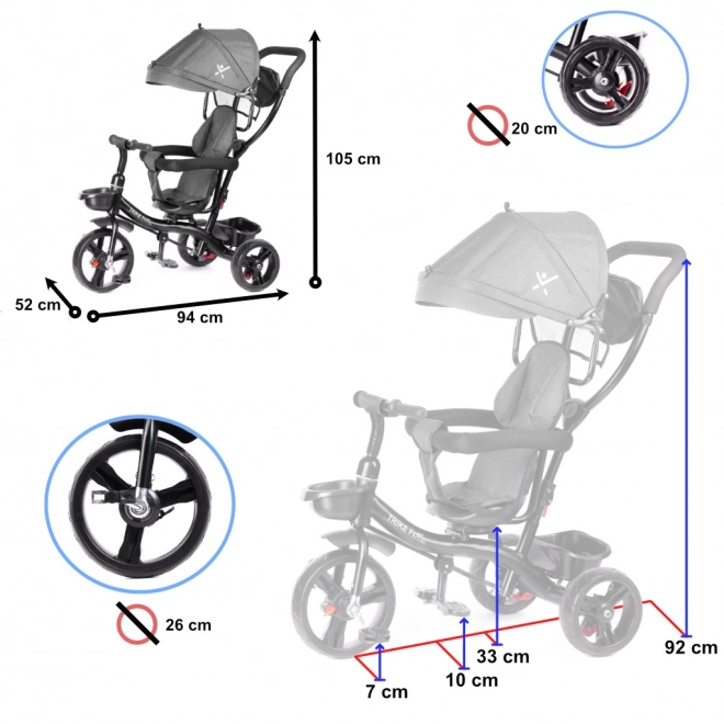 Szürke Trike Fix Lite háromkerekű bicikli – Szürke