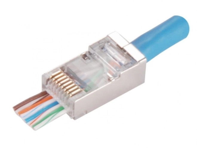 Rj45 stp átmenő csatlakozó, 5e kategória, 100 darabos csomag