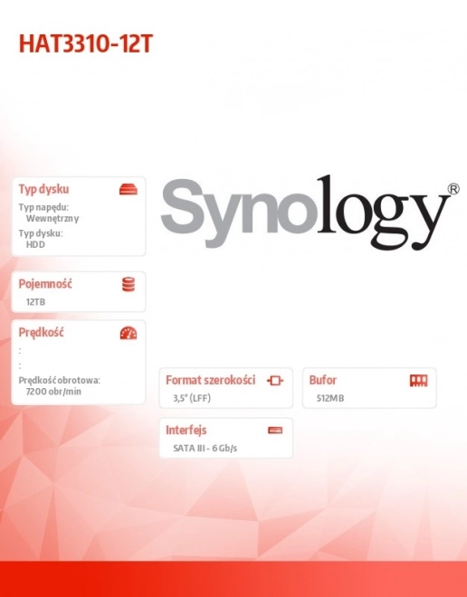 12TB Synology Plus sorozatú SATA HDD 3,5" merevlemez