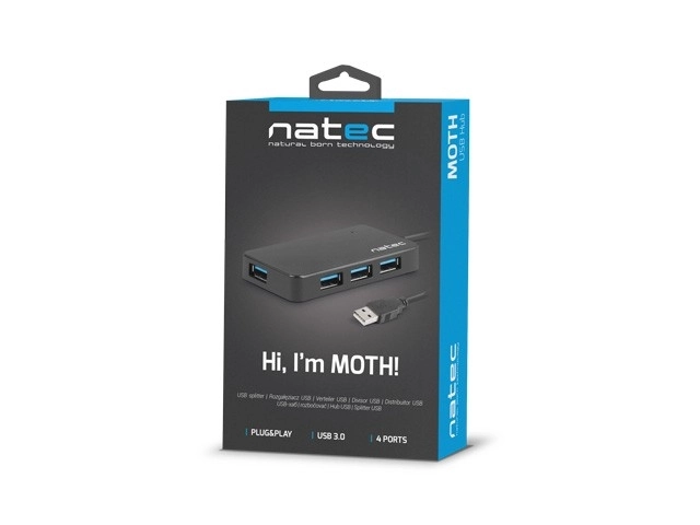 4 portos fekete USB 3.0 HUB Moth