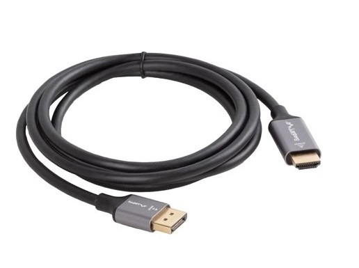 DisplayPort - HDMI kábel, fekete-ezüst, 4K, 1,8 m