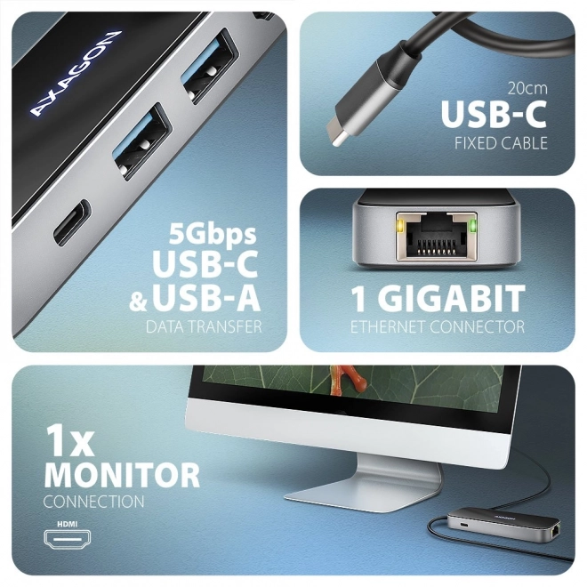 Axagon HMC-6GLN USB hub 6 az 1-ben