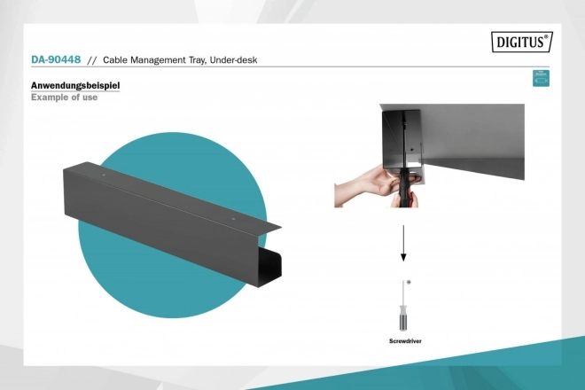 Acél kábel- és tápkábel szervező tartó, fekete 60 cm