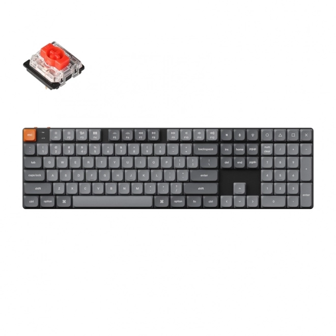 Vezeték nélküli alacsony profilú billentyűzet Keychron K5 Max RGB-vel és piros kapcsolókkal