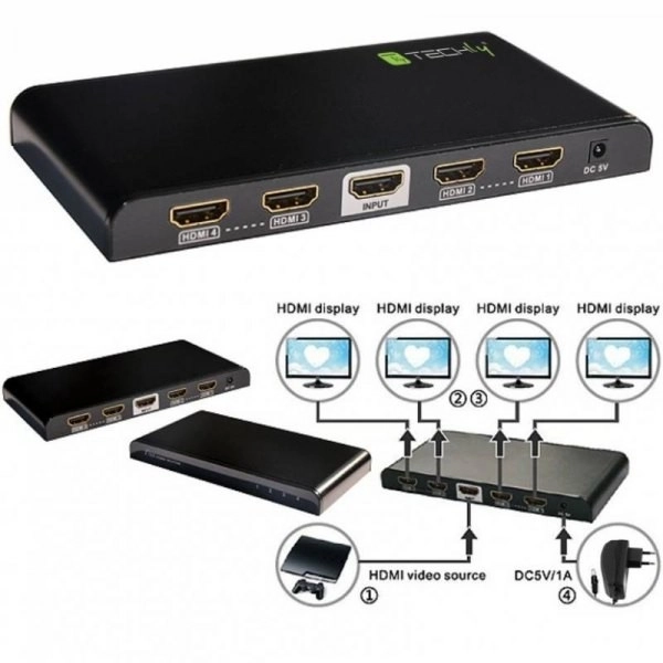 Hdmi 2.0 av splitter 1/4 ultra hd 4k 3d