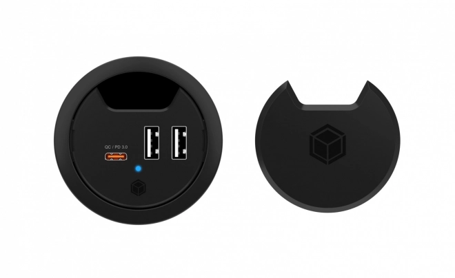 3 portos asztali töltő 2x USB-A-val és 1x USB-C-vel, 60 mm-es lyukhoz
