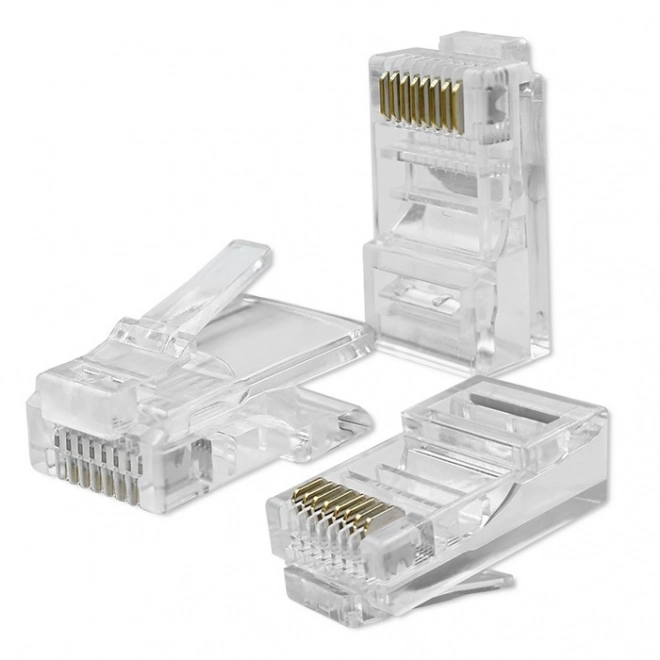 Rj45 moduláris csatlakozó, Cat5e, aranyozott érintkezők, 100 darab