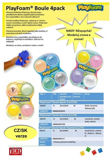 PlayFoam® Gyöngyös gyurma 4 színben