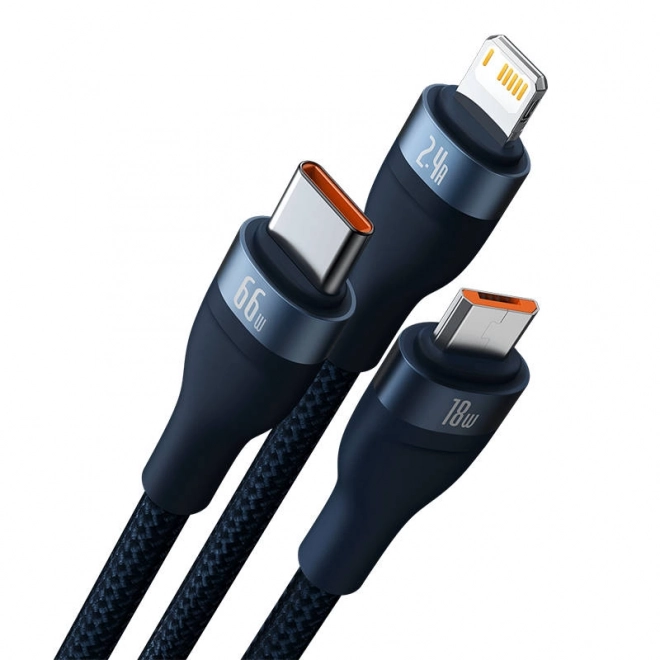 töltőkábel Baseus Flash Series USB-C + micro + Lightning 66W