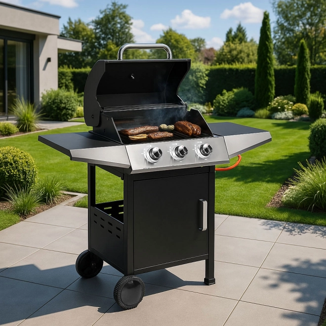 Gázzal működő kerti grill 3 égőfejjel