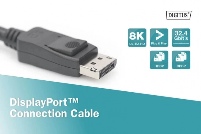 DisplayPort csatlakozókábel 8K UHD fekete 2m