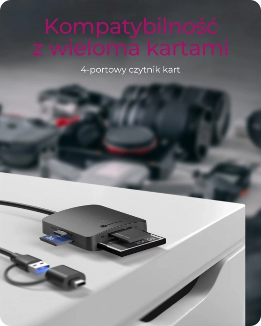4 az 1-ben USB kártyaolvasó Type-A és Type-C csatlakozással