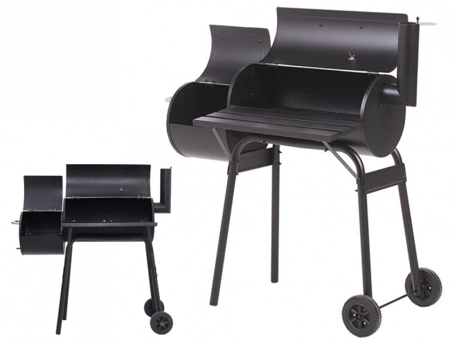 Kerti grill faszénnel és füstölővel, kerekekkel