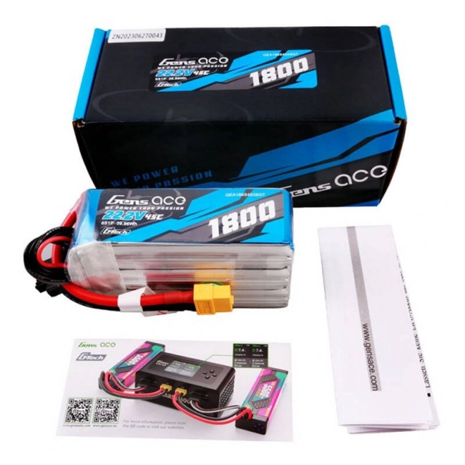 g-tech 1800mah 22,2v 45c 6s1p lipo akkumulátor xt60 csatlakozóval