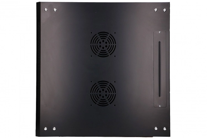 Fali rack szekrény 4U 600x600 fekete üvegajtóval