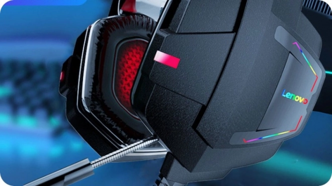 Lenovo játék fejhallgató RGB fénnyel és mikrofonnal