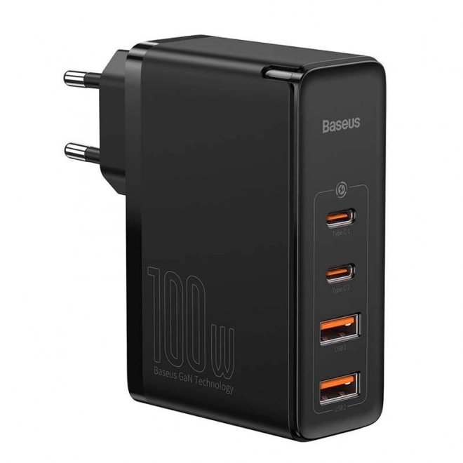 Baseus GaN2 Pro Quick 2x USB 2x USB-C, 100W, EU, utazási töltő Baseus GaN2 Pro Quick 2x USB, 100W, EU – Fekete