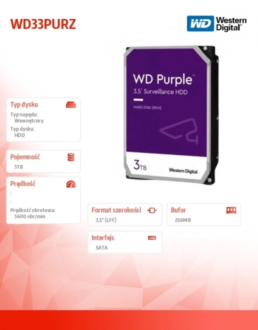 Wd Purple 3TB merevlemez 3.5