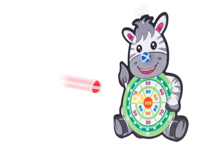 Gyermekjáték céltáblával és tépőzáras labdákkal Zebra