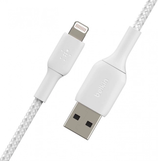 Fonott fehér USB-Lightning kábel 1m