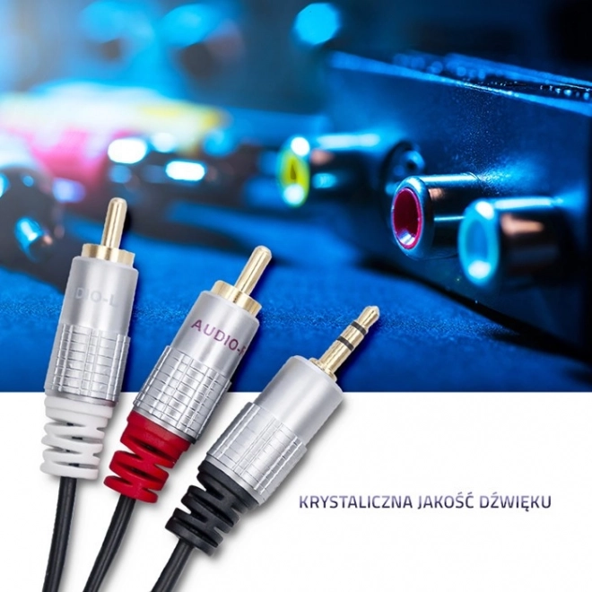Qoltec audio kábel 2xRCA - 3.5mm jack, 3m - fekete