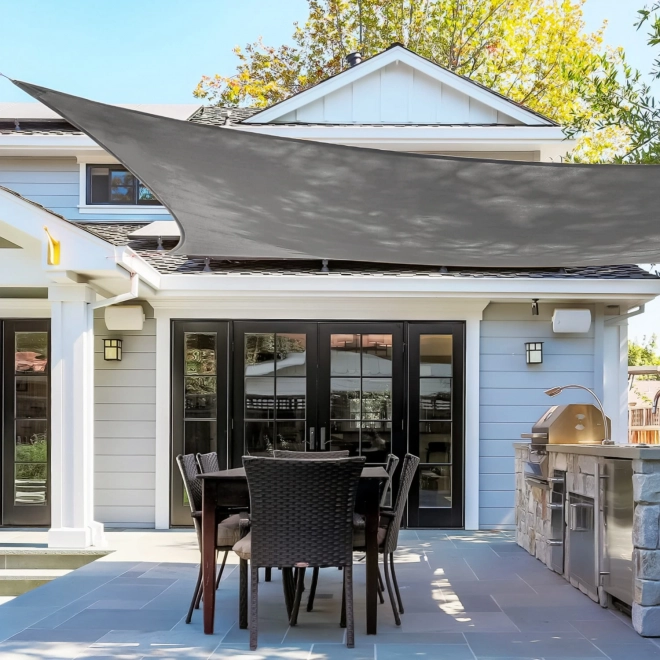 Négyszögletű vízálló napvitorla 3x3m ModernHome - szürke