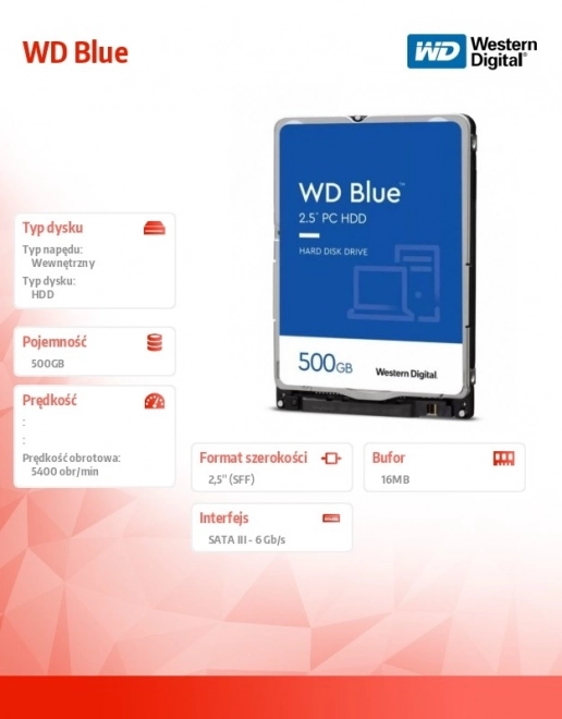 WD Blue 500GB laptop merevlemez