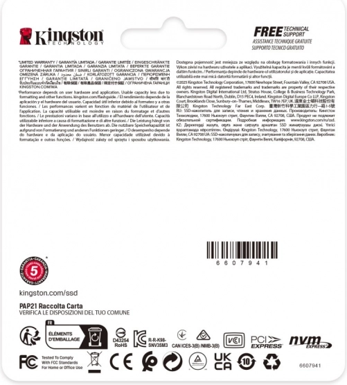 SSD lemez Kingston NV3 500GB M.2 PCI-e 4.0 NVMe