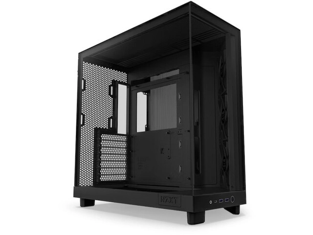 Fekete NZXT H6 Flow kompaktház ablakos kialakítással