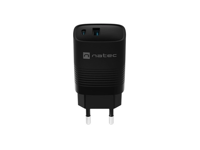 Hálózati töltő Natec Ribera GAN 2 porttal 30W Fekete